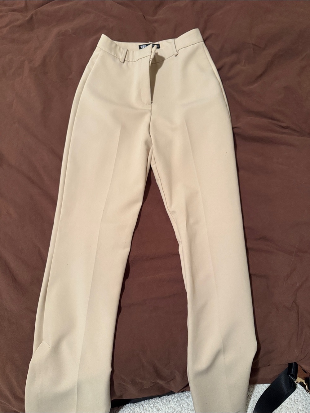 Zara Cream Straight-Leg Dress Trousers